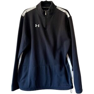 Under‎ Armour Mens ColdGear Quarter Zip Pullover Black White Stripe Large
